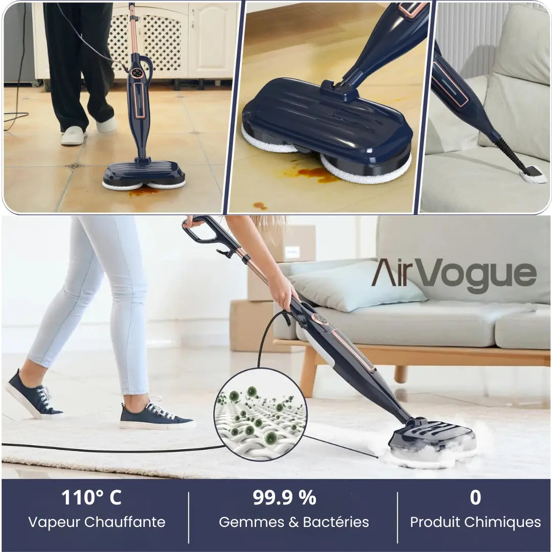 Nettoyeur vapeur canapés, tissus, sol & vitres| AirVogue P7 – Power