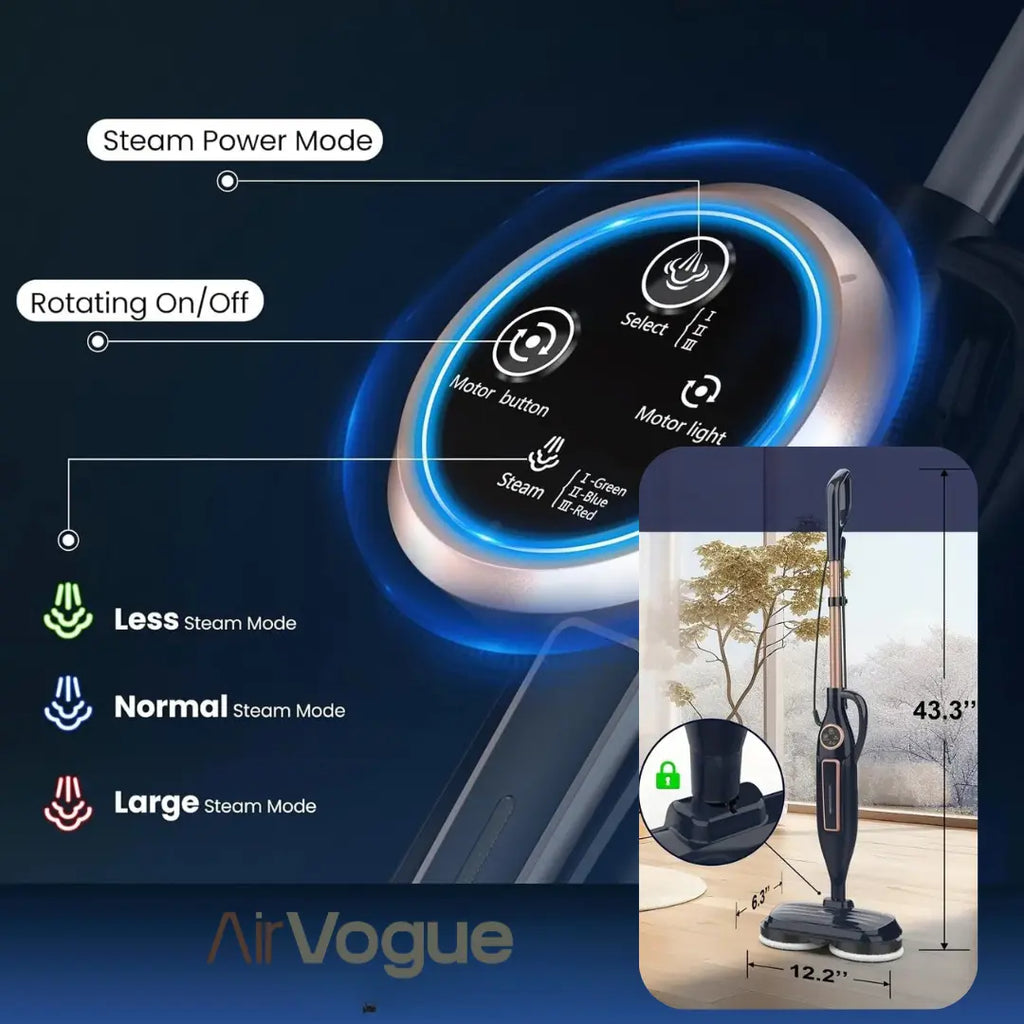 Nettoyeur vapeur canapés, tissus, sol & vitres| AirVogue P7 – Power