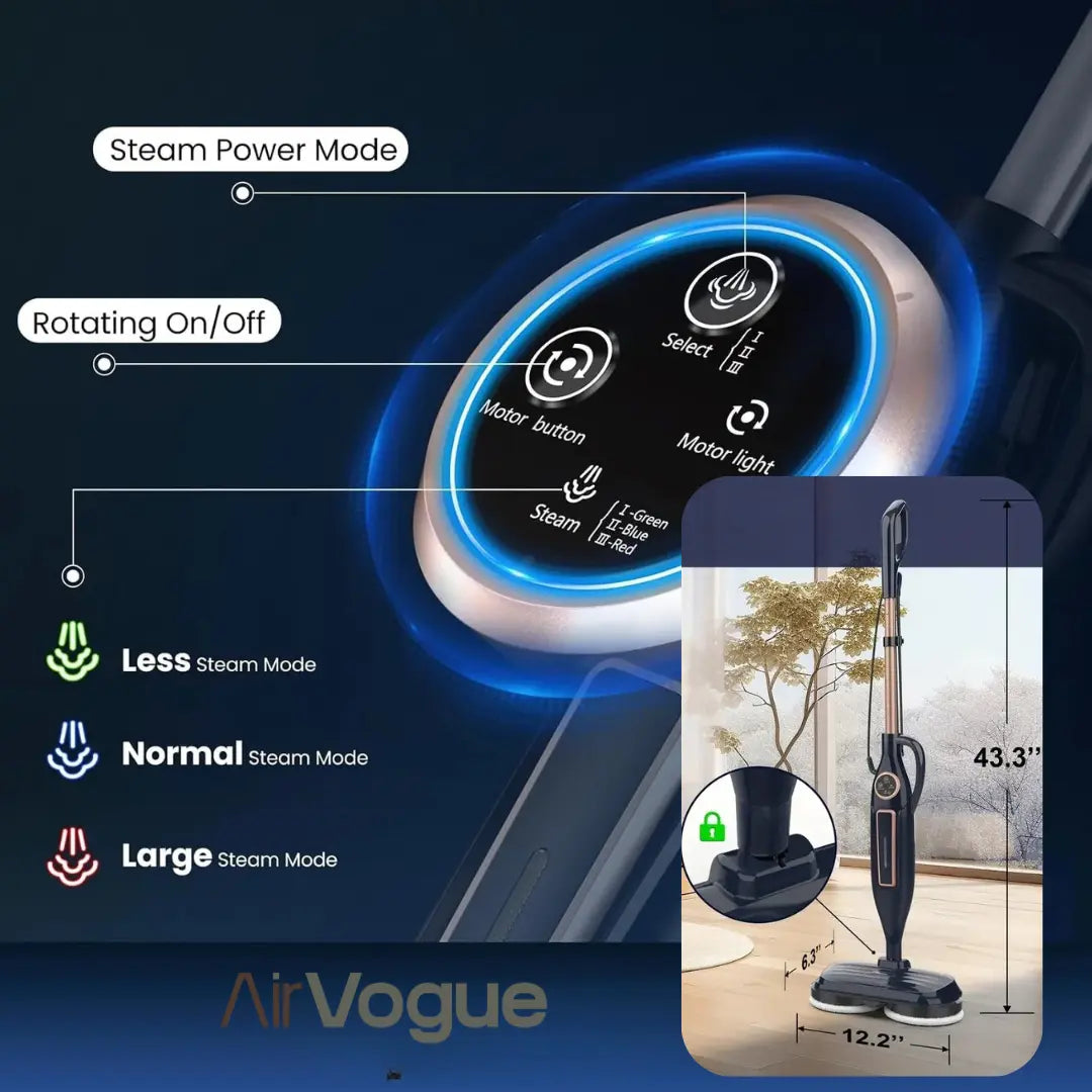 Nettoyeur vapeur canapés, tissus, sol & vitres| AirVogue P7 – Power